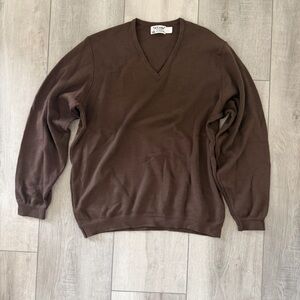 St Croix | Wool V-Neck Sweater in Dark Brown